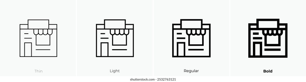 street shop icon. Thin, Light Regular And Bold style design isolated on white background