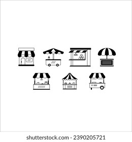 street shop illustration vector filled black comercial use food and drink shop 