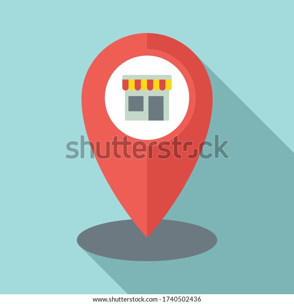 Street shop location icon.\
Flat illustration of street shop location vector icon for web\
design