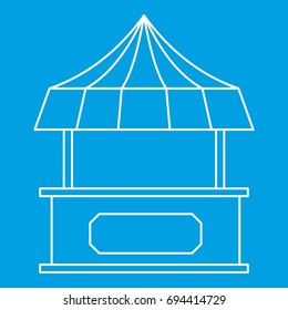 Street shopping counter with tent icon blue outline style isolated vector illustration. Thin line sign