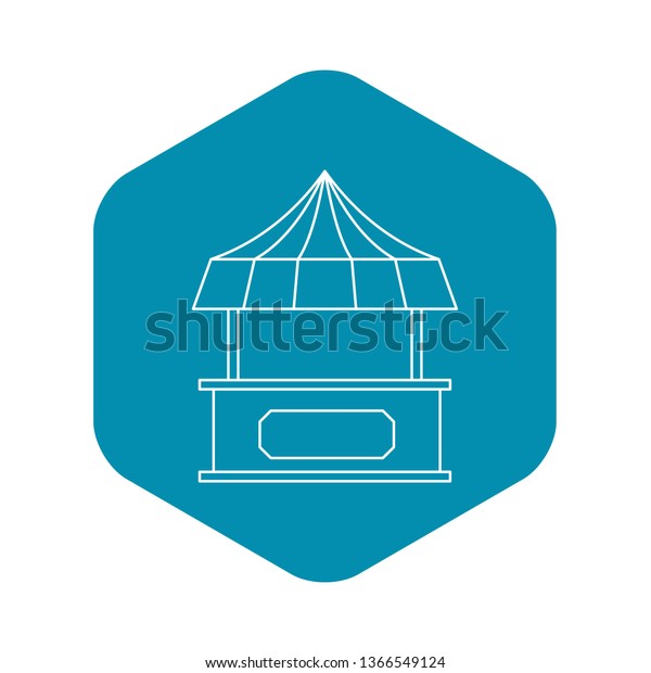 Street\
shopping counter with tent icon. Outline illustration of street\
shopping counter with tent vector icon for\
web
