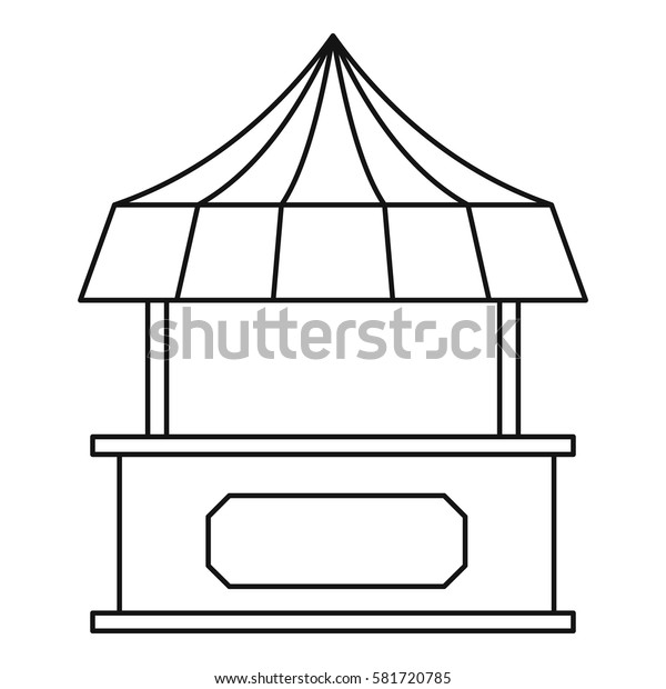 Street\
shopping counter with tent icon. Outline illustration of street\
shopping counter with tent vector icon for\
web