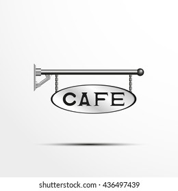 Street sign above the entrance. Vector illustration. Black and white view.