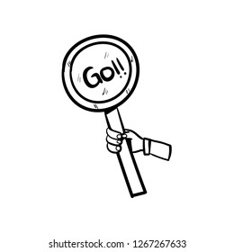 street sign doodle  go icon vector drawing