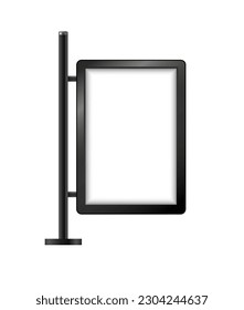 Street sign hanging mounted illuminated lightbox isolated on transparent background. realistic empty blank mockup template. Vector