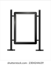 Street sign hanging mounted illuminated lightbox isolated on transparent background. realistic empty blank mockup template. Vector