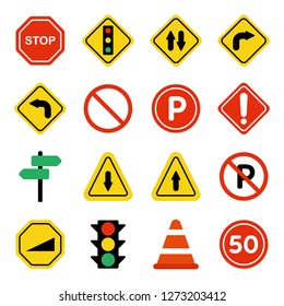 Street sign icons pack. Isolated street sign symbols collection. Graphic icons element