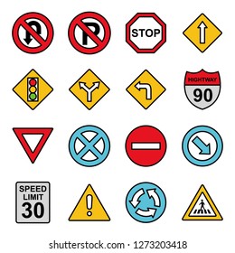 Street Sign Icons Pack Isolated Street Stock Vector (Royalty Free ...