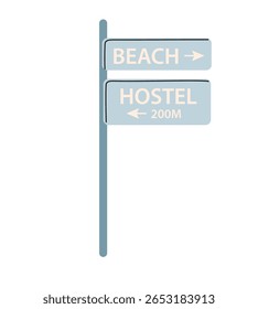 Street Sign on metal poles vector illustration set. Street signboards. Isolated empty roadside signposts to notice information guide.