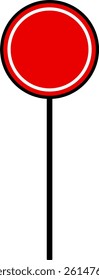 Street Sign with Pole and Circle Shape Caution Frame