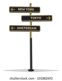 street sign showing cities