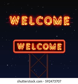 Street sign that says welcome. Vector illustration