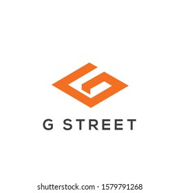 Street sign vector logo. Street sign icon. G letter emlem. G letter logo. Vector
