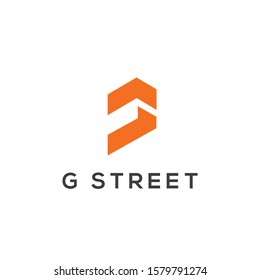 Street sign vector logo. Street sign icon. G letter emlem. G letter logo. Vector