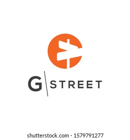 Street Sign Vector Logo. Street Sign Icon. G Letter Emlem. G Letter Logo. Vector