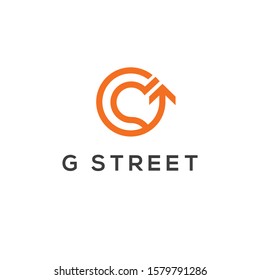 Street sign vector logo. Street sign icon. G letter emlem. G letter logo. Vector