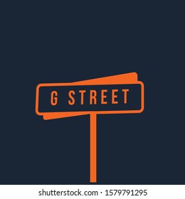 Street Sign Vector Logo. Street Sign Icon. G Letter Emlem. G Letter Logo. Vector