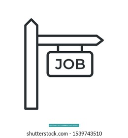 Street sign with the word job icon vector illustration logo template for many purpose. Isolated on white background.