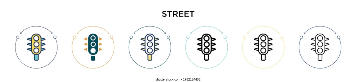 Street signals icon in filled, thin line, outline and stroke style. Vector illustration of two colored and black street signals vector icons designs can be used for mobile, ui, web