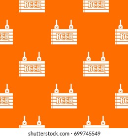 Street signboard of beer pattern repeat seamless in orange color for any design. Vector geometric illustration