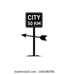 Street signboard illustration with arrow pointer and text for location