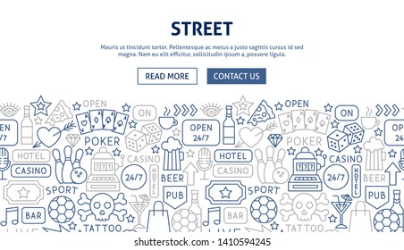Street Signs Banner Design. Vector Illustration of Line Website Design. 