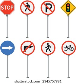 street signs collection, street symbols, and signs. vector street signs. 