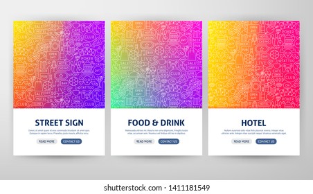 Street Signs Flyer Concepts. Vector Illustration of Outline Web Banner Design.