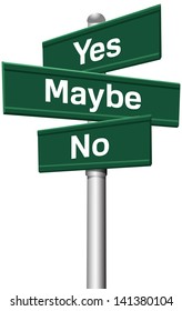 Street signs to make your choice between No Maybe or Yes decision