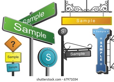 street signs vector - vector collection of street signs and markers