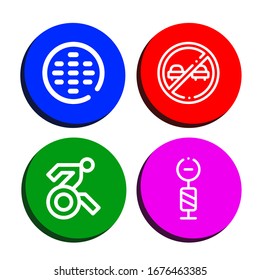 street simple icons set. Contains such icons as Sewer, No overtaking, Disabled, Signpost, can be used for web, mobile and logo