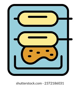 Street singapore cuisine icon outline vector. City building. Asian travel color flat