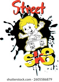 Street Skater Boy Cartoon Illustration