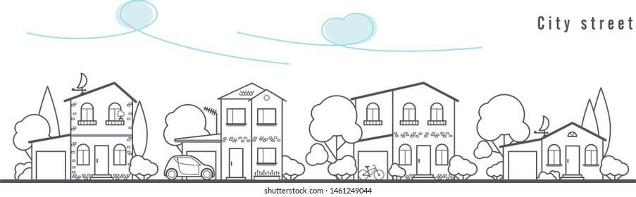 calle de un pequeño pueblo. Vector lineal