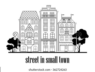 The street of a small town. Vector illustration