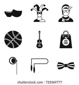 Street sport icons set. Simple set of 9 street sport vector icons for web isolated on white background