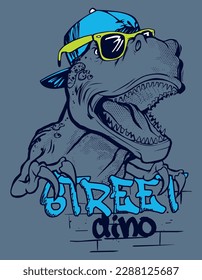  street sports dinosaur cap  illustration, print, graphic, cute, vector, cartoon