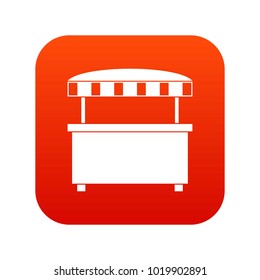 Street stall with awning icon digital red for any design isolated on white vector illustration