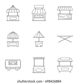 Street Stall Icon Set Outline Style Stock Vector (Royalty Free ...