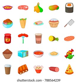 Street stall icons set. Cartoon set of 25 street stall vector icons for web isolated on white background