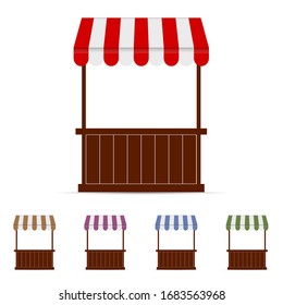 street stall market illustration set three in colorful
