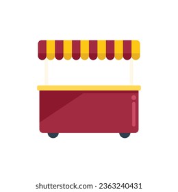 Street stand icon flat vector. Food stand. Hot dog cart isolated