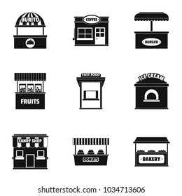 Street store icons set. Simple set of 9 street store vector icons for web isolated on white background