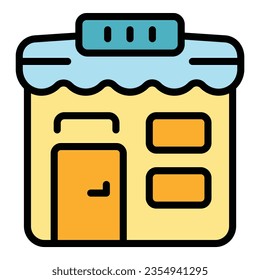Street store offer icon outline vector. Custom order. Pay price color flat