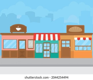 street with stores illustration design