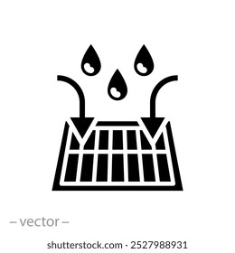 street storm sewage, sewer drain icon, drainage urban waste, water road filter, grille metal, flat vector illustration