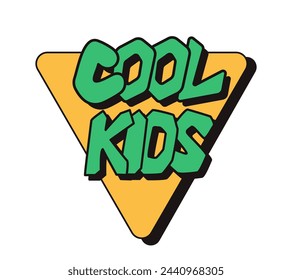 Street style composition with text Cool Kids. Trendy geometry 90s style concept on white background. Suitable for printout, t shirt print, textile, signboard