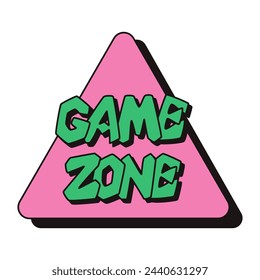 Street style composition with text Game zone. Trendy geometry 90s style concept on white background. Suitable for printout, t shirt print, textile, signboard