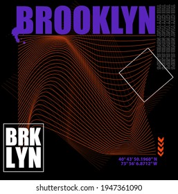 Street style Gradient wave Brooklyn slogan Vector design for t-shirt graphics, banner, fashion prints, slogan tees, stickers, cards, flyer, posters and other creative uses