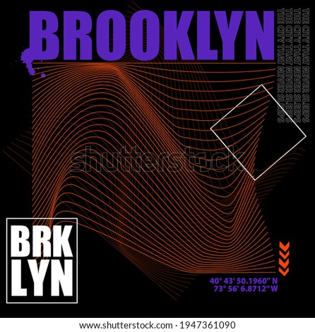 Street style Gradient wave Brooklyn slogan Vector design for t-shirt graphics, banner, fashion prints, slogan tees, stickers, cards, flyer, posters and other creative uses